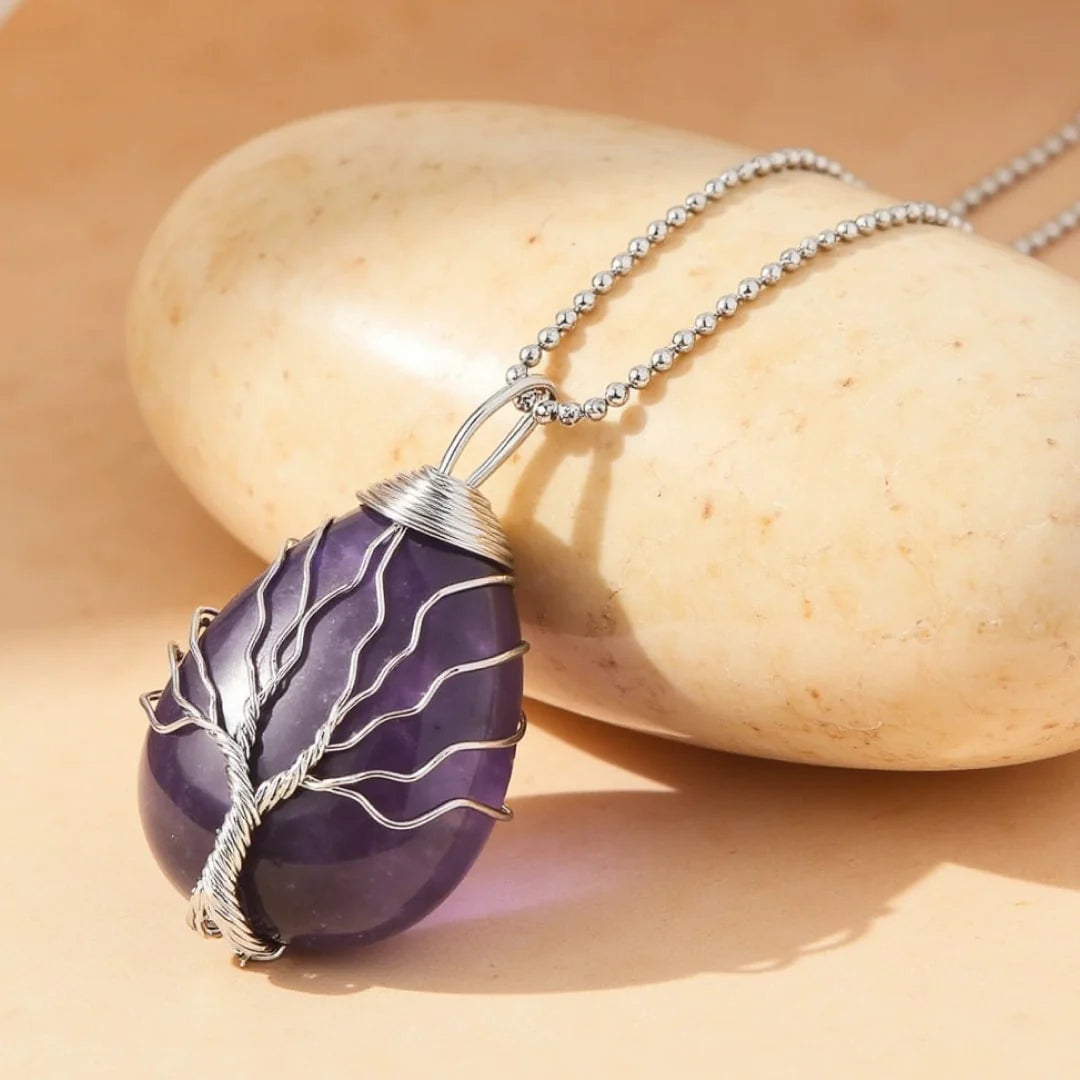Collier Pendentif en Pierre Naturelle - Arbre de Rémission