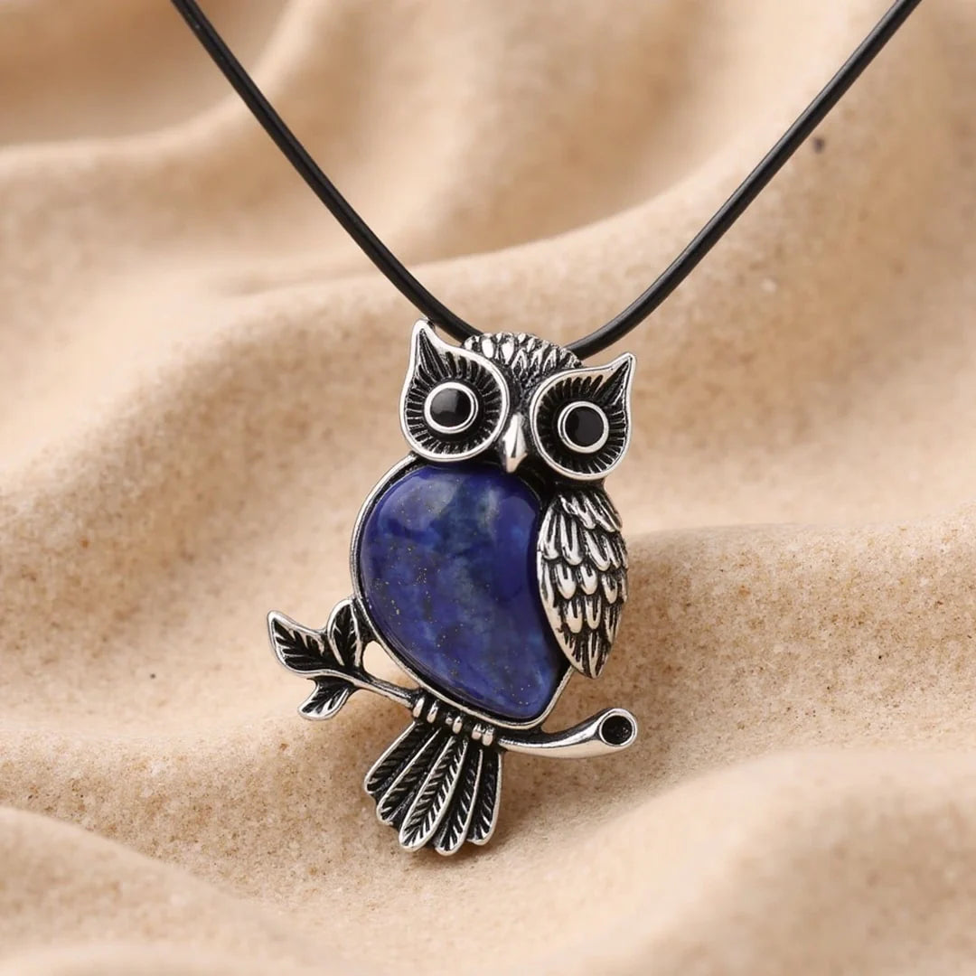 Collier Pendentif "Esprit du Hibou" en Pierres Naturelles