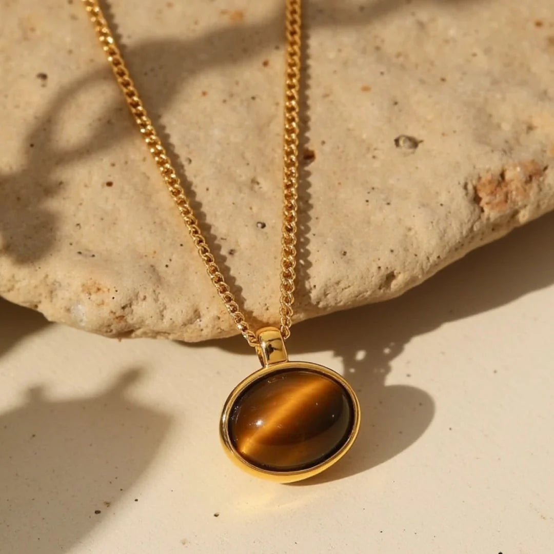 Collier pendentif en Œil de Tigre - Chance & Confiance