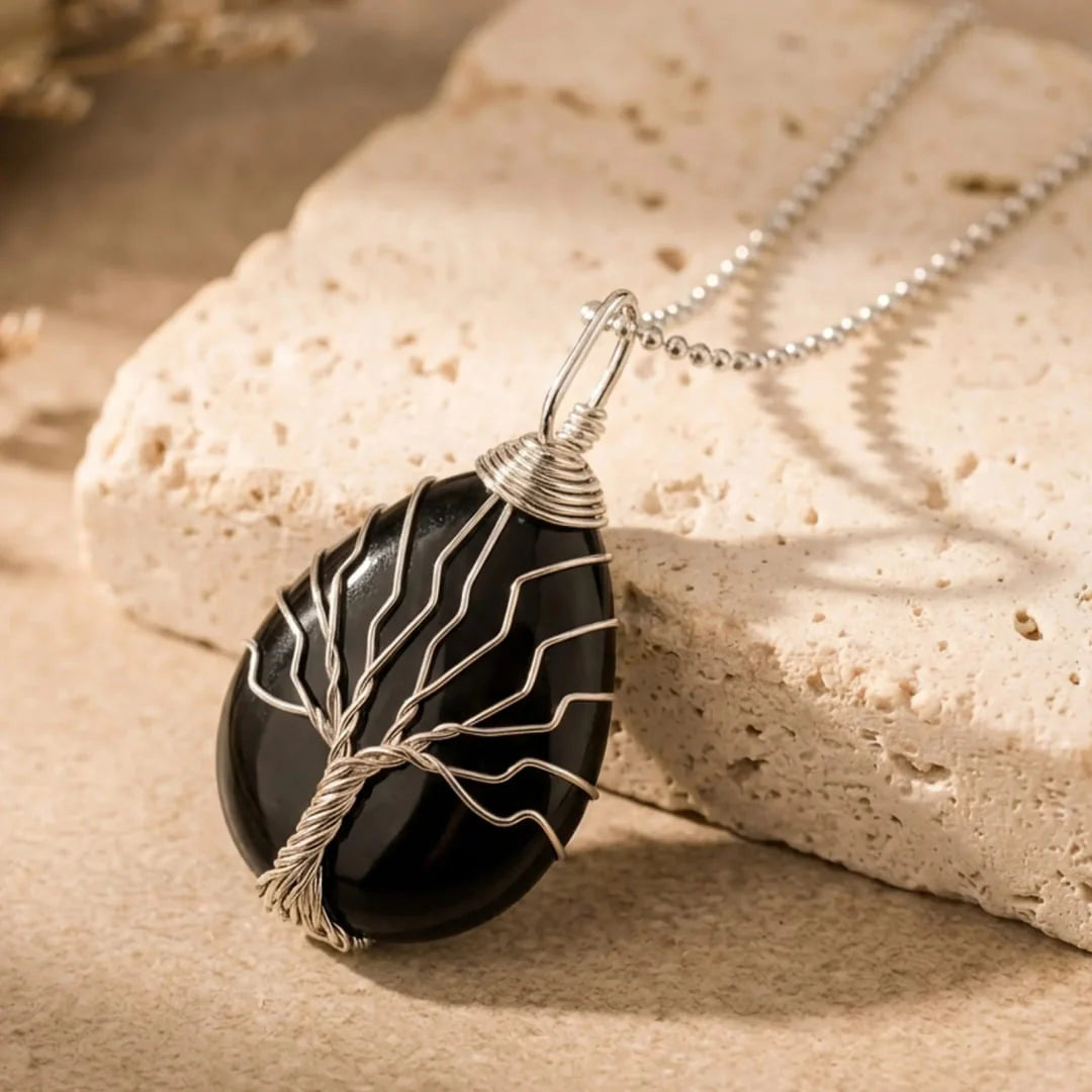 Collier Pendentif en Pierre Naturelle - Arbre de Rémission