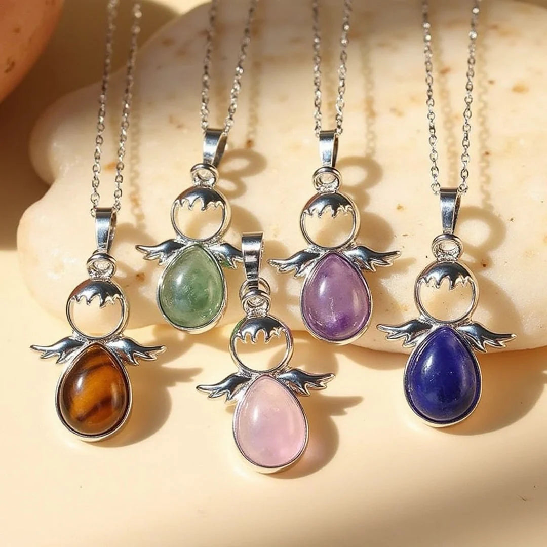 Collier Pendentif "Ange de Douceur" en Pierres Naturelles