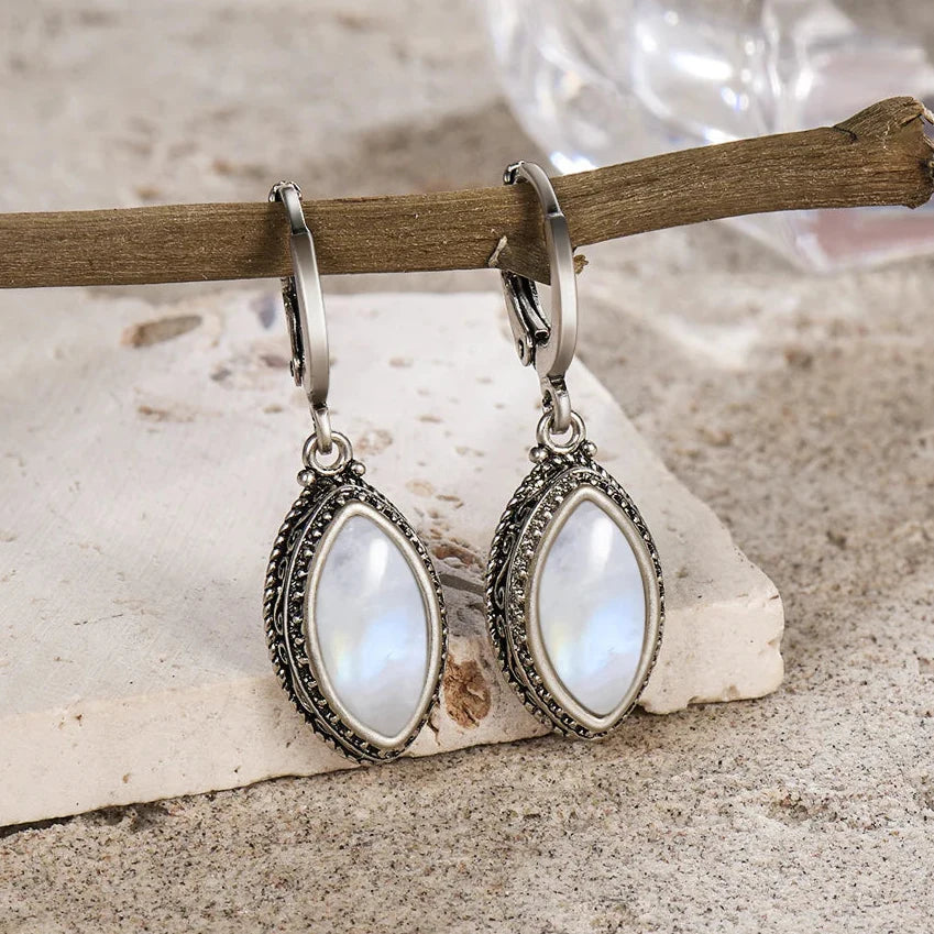 Boucles d'Oreilles en Pierre de Lune - Calme & Volupté