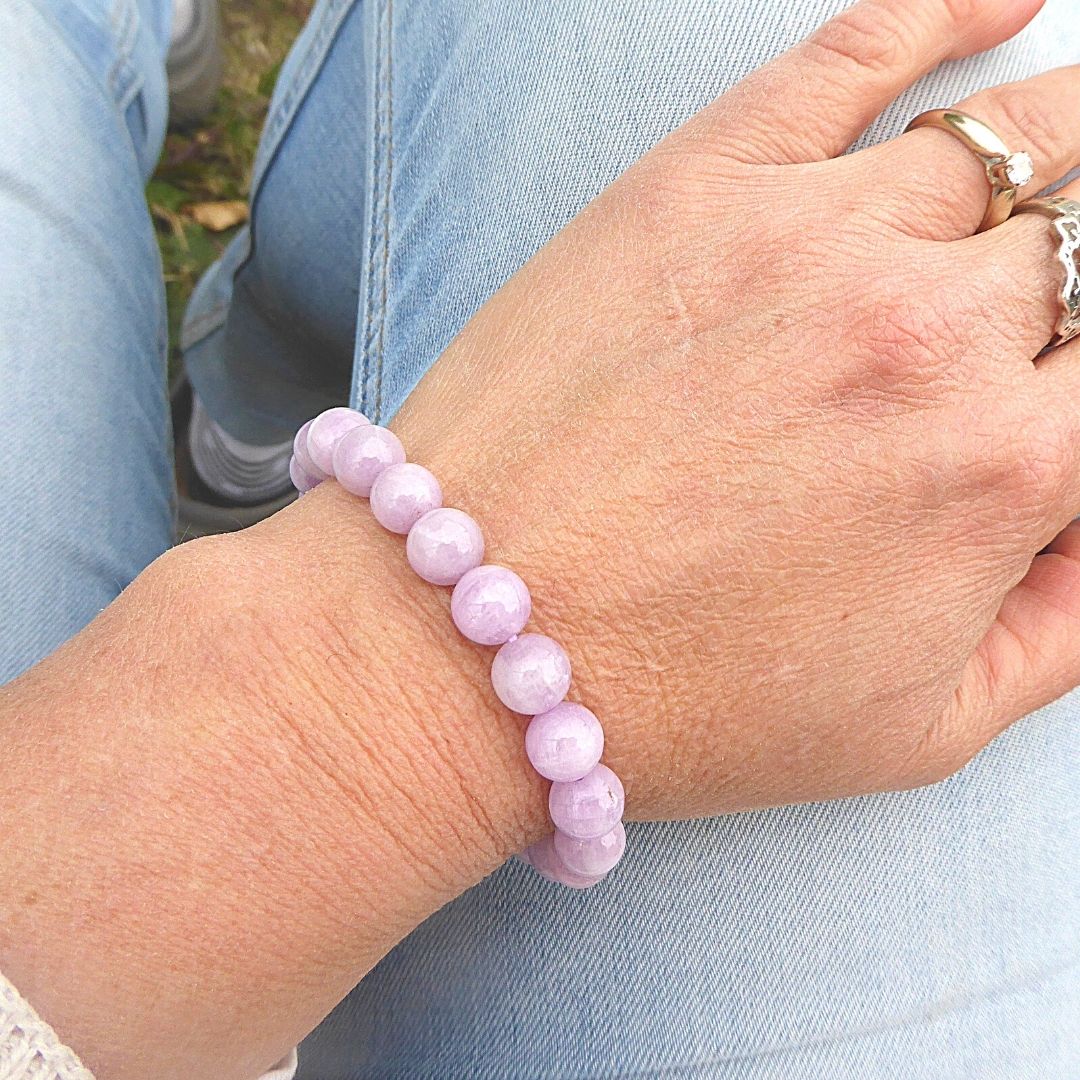 Bracelet en perles de Kunzite Naturelle - Murmure du Coeur