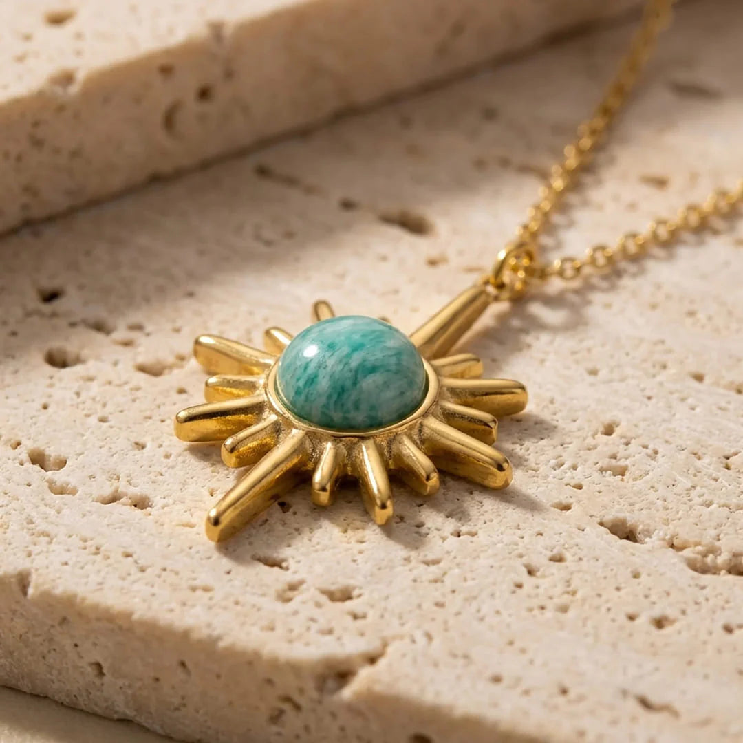 Pendentif Étoile en Amazonite - Halo Intérieur