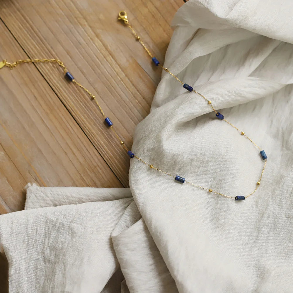 Ensemble Colliers "Finesse Azuréenne" en Lapis Lazuli