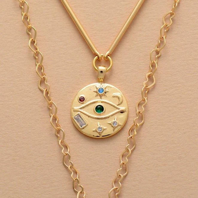 Collier Double en Oeil de Tigre "Gardien du Coeur"