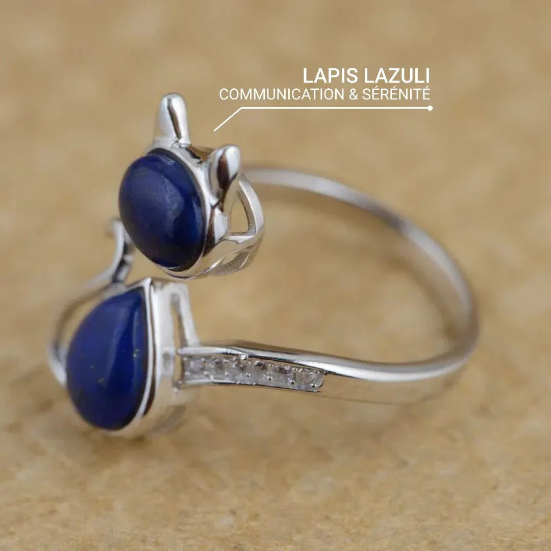 Bague "Esprit du Chat" en Lapis Lazuli & Argent