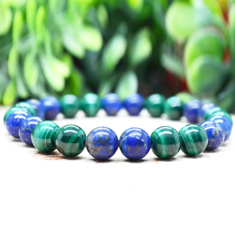 Bracelet en Malachite & Lapis Lazuli - Équilibre des Âmes