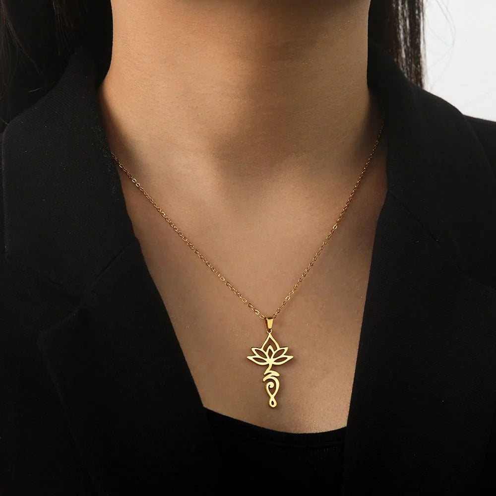 Collier Pendentif Unalome "Lotus Divin"
