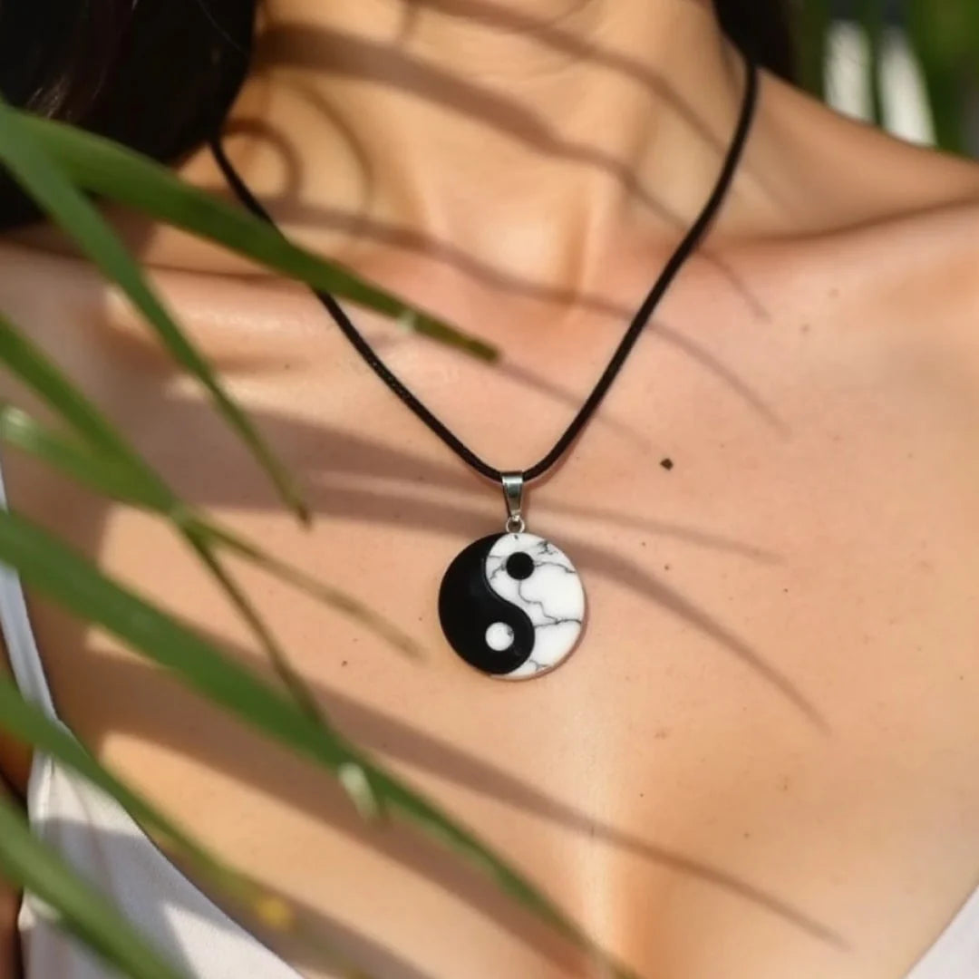 Collier "Yin-Yang" en Obsidienne & Howlite