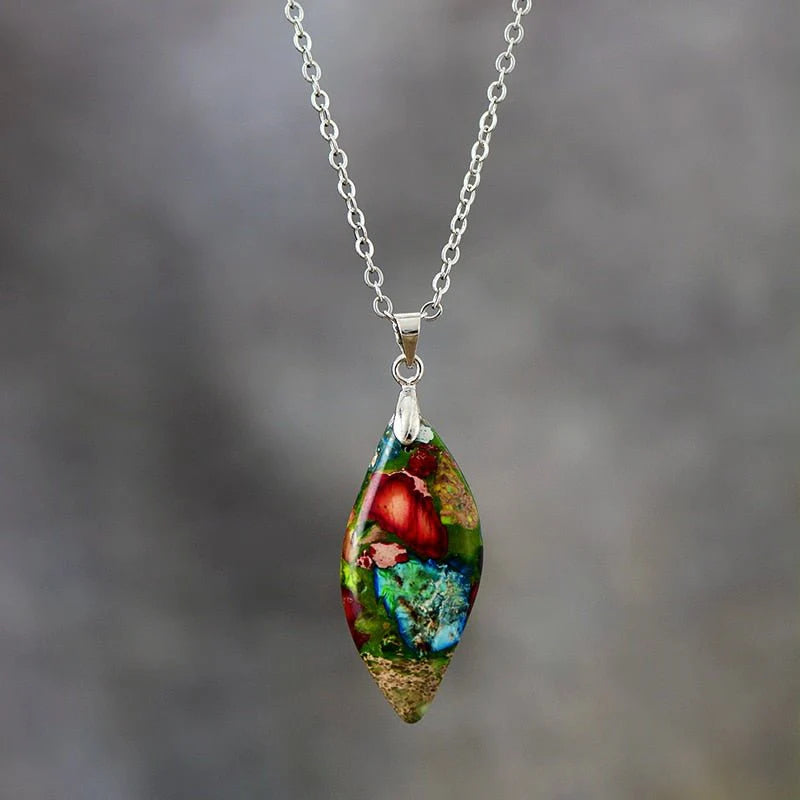 Collier Pendentif "Prisme Minéral" en Jaspe