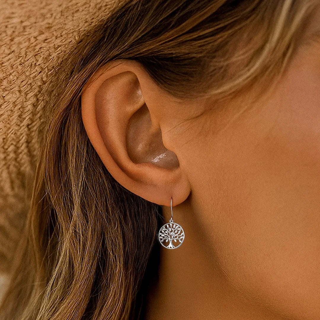 Boucles d'Oreilles en Argent - Arbre de Vie Scintillant