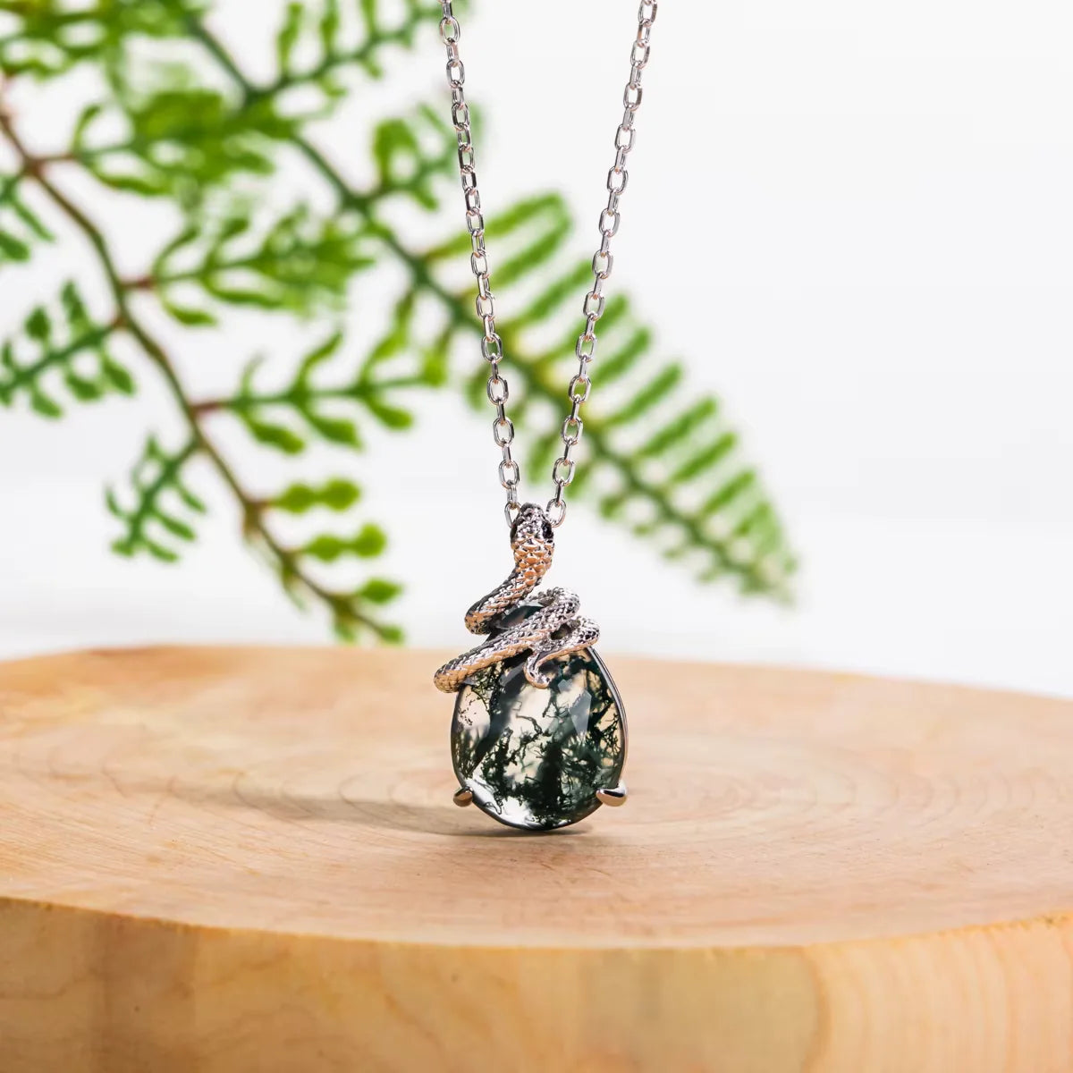 Collier "Symbiose Sacrée" en Agate Mousse & Argent