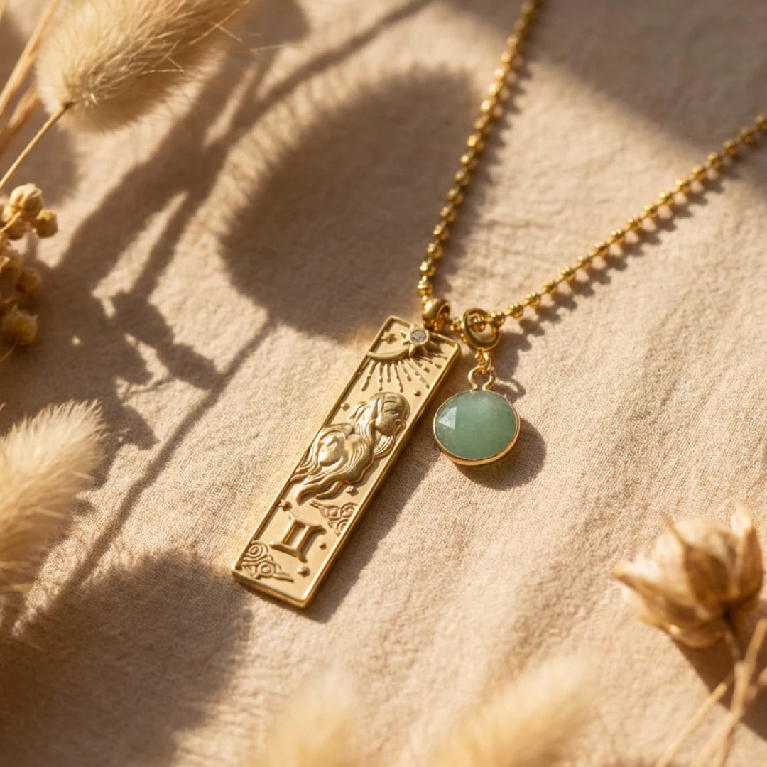 Collier Pendentif - Signe Astrologique & sa Pierre Naturelle