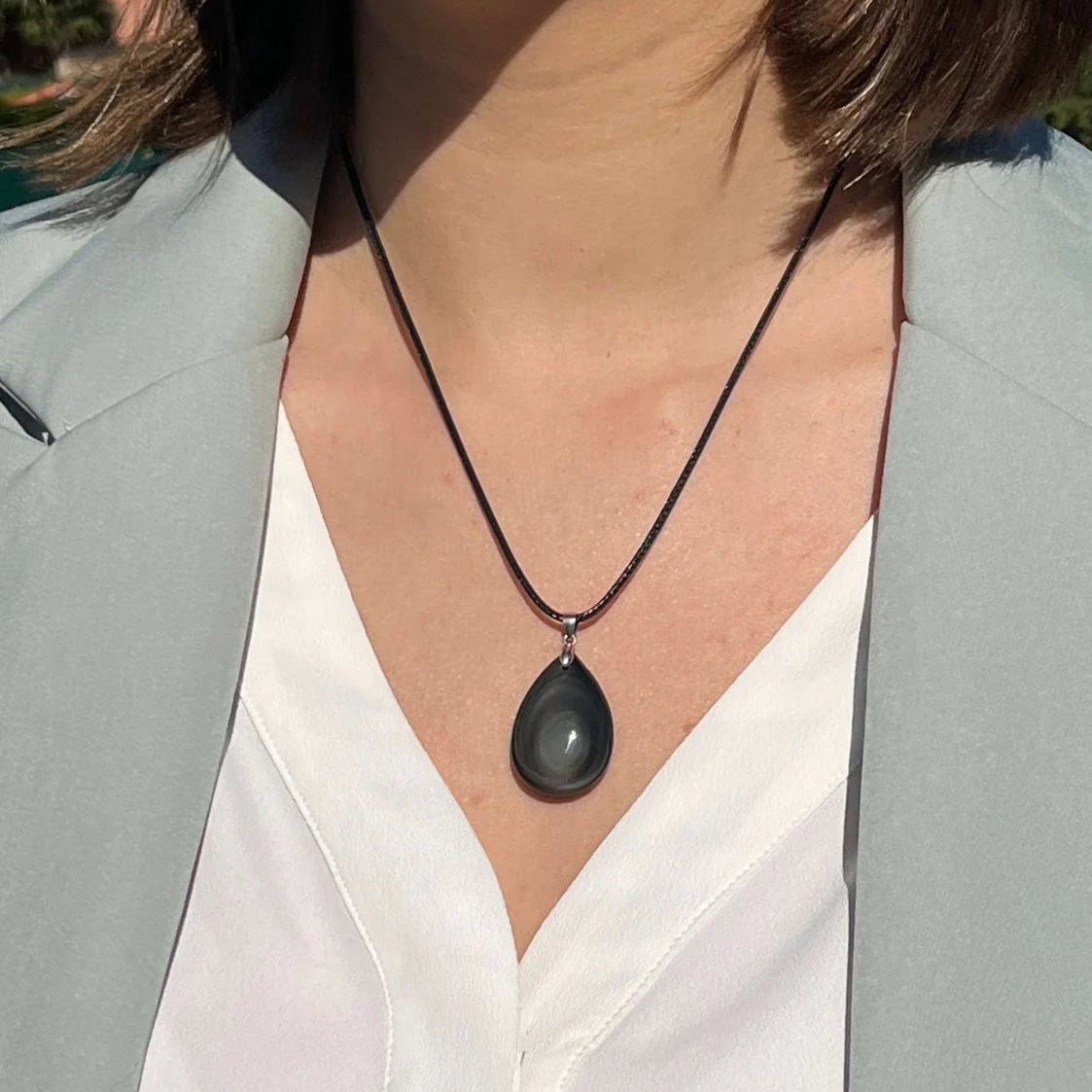 Collier Pendentif "Oracle Macassar" en Obsidienne Oeil Céleste