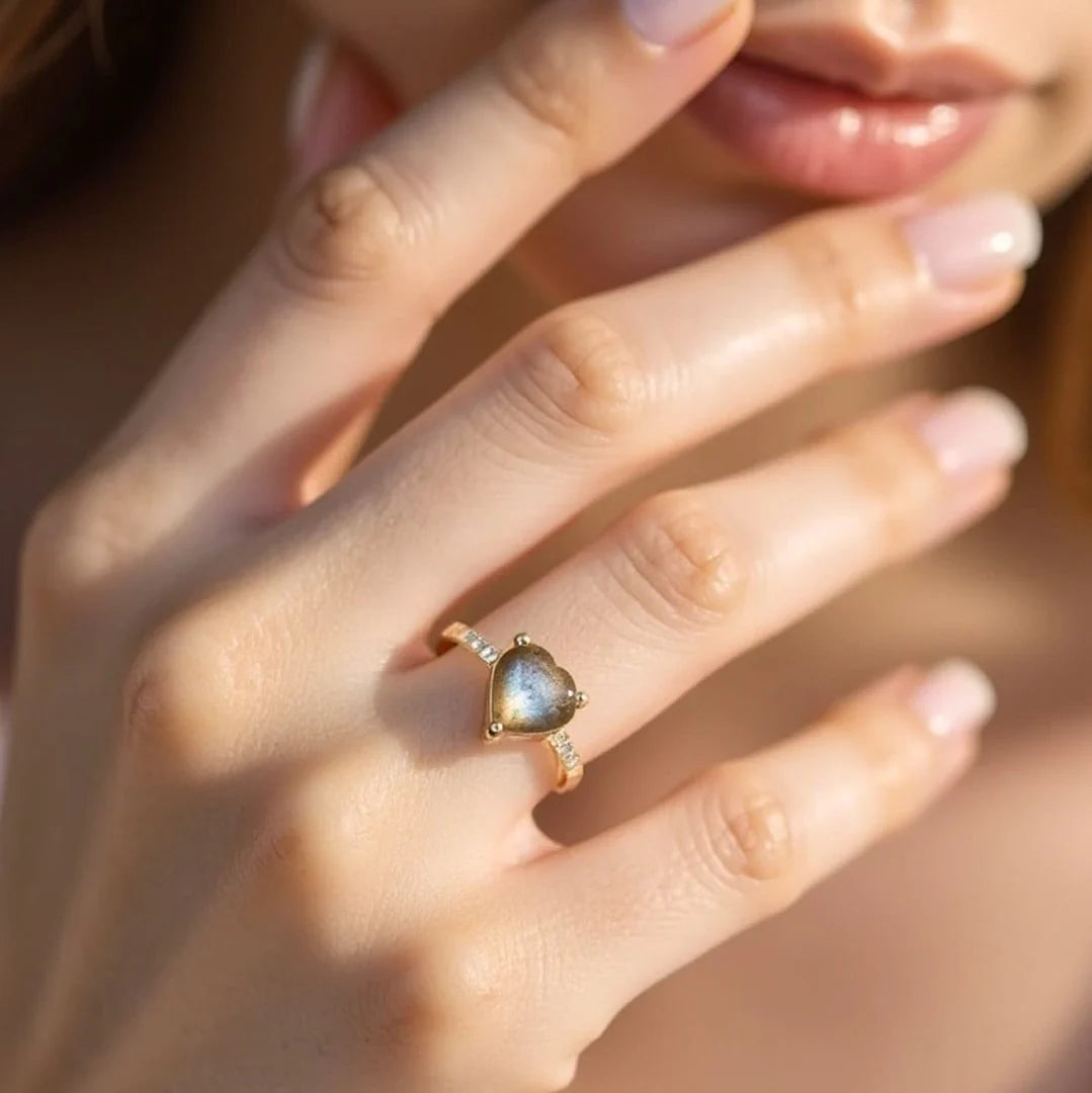 Bague "Cœur Astral" en Labradorite & Argent