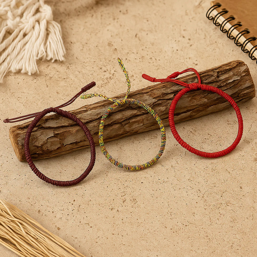 Trio de Bracelets Tibétains "Porte-Bonheur"