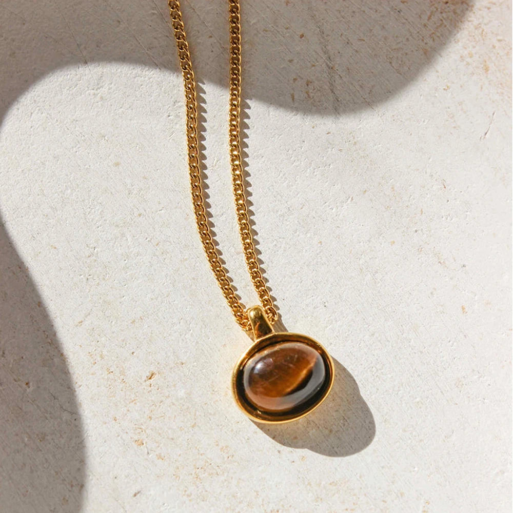 Collier pendentif en Œil de Tigre - Chance & Confiance