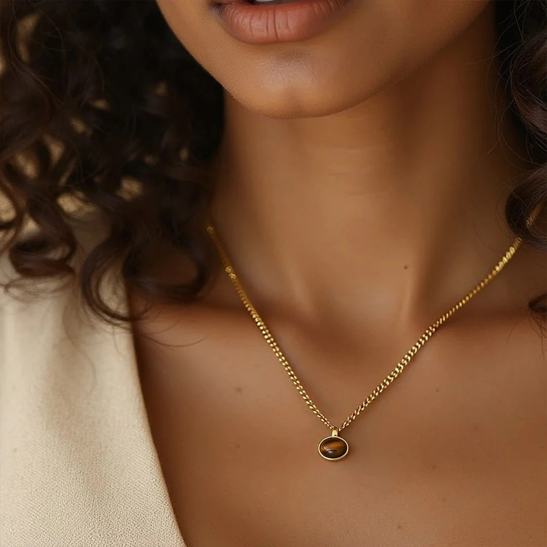 Collier pendentif en Œil de Tigre - Chance & Confiance