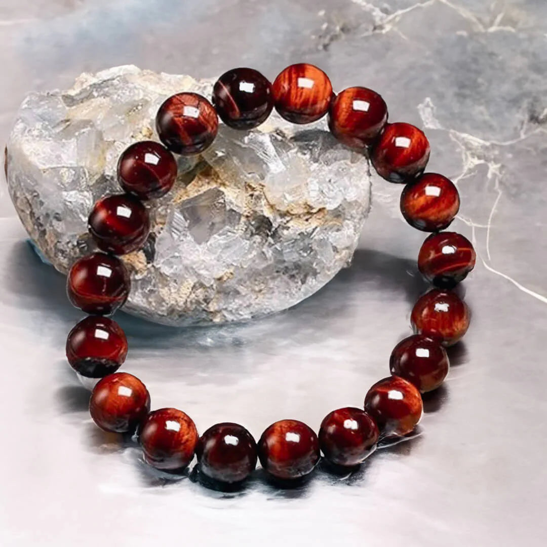 Bracelet en Œil de Taureau Rouge - Bouclier des Anciens