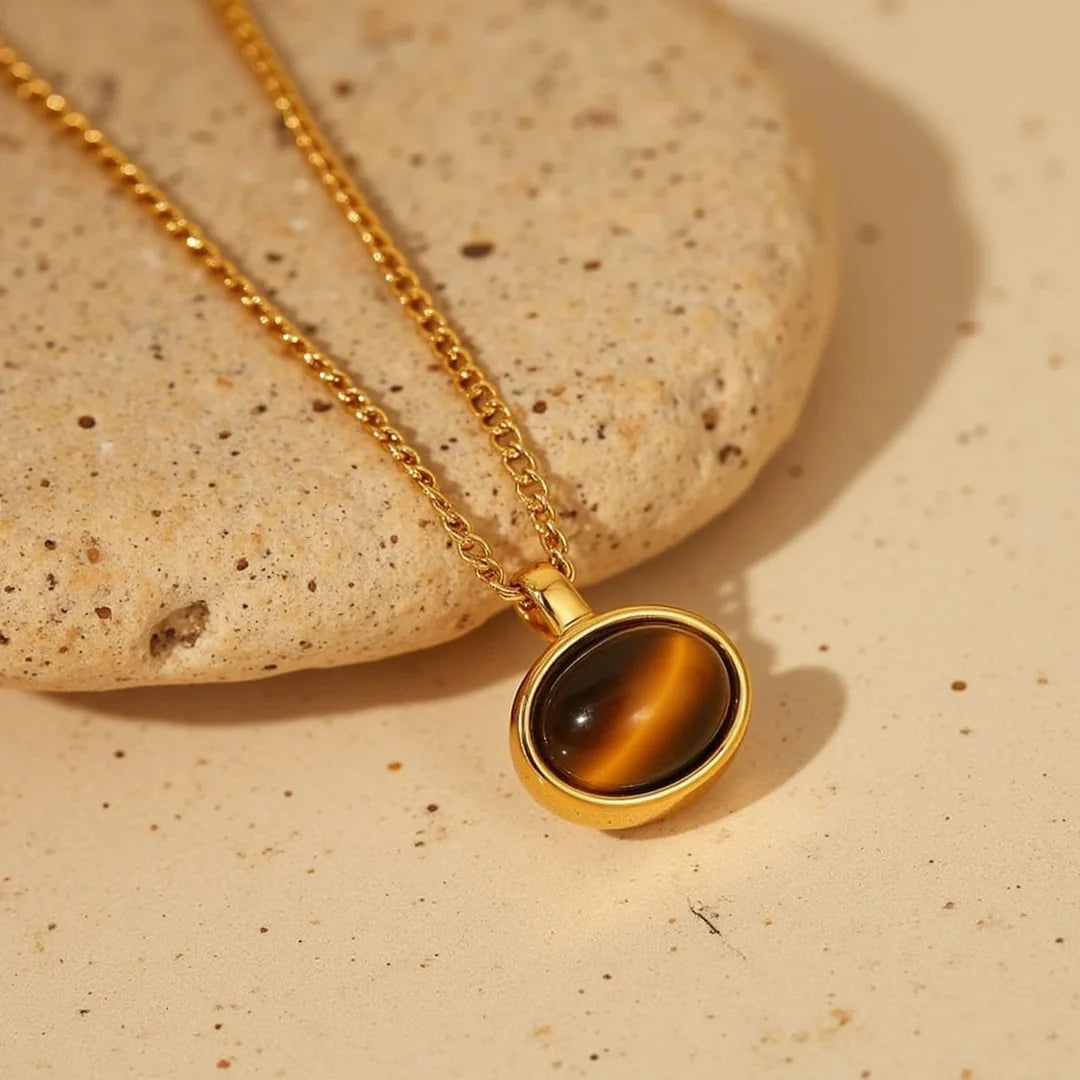 Collier pendentif en Œil de Tigre - Chance & Confiance