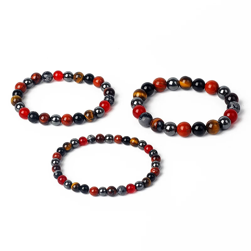 Bracelet "Bouclier de Gaïa" en Jaspe Rouge, Tourmaline, Oeil de Tigre & Hématite