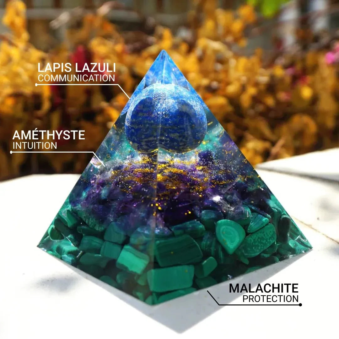 Orgonite en Lapis Lazuli, Améthyste & Malachite - Kâli