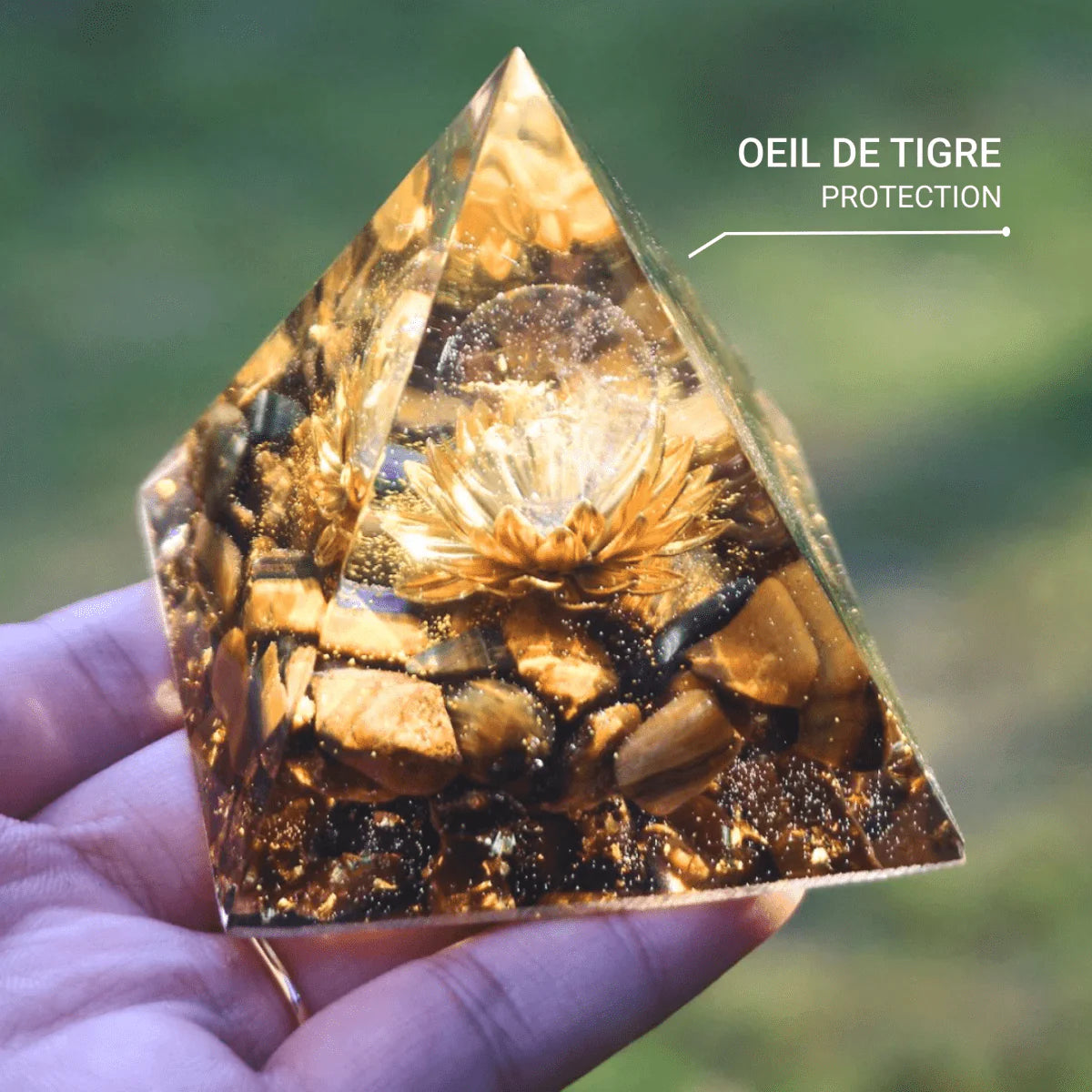 Orgonite en Oeil de Tigre - Lotus Divin