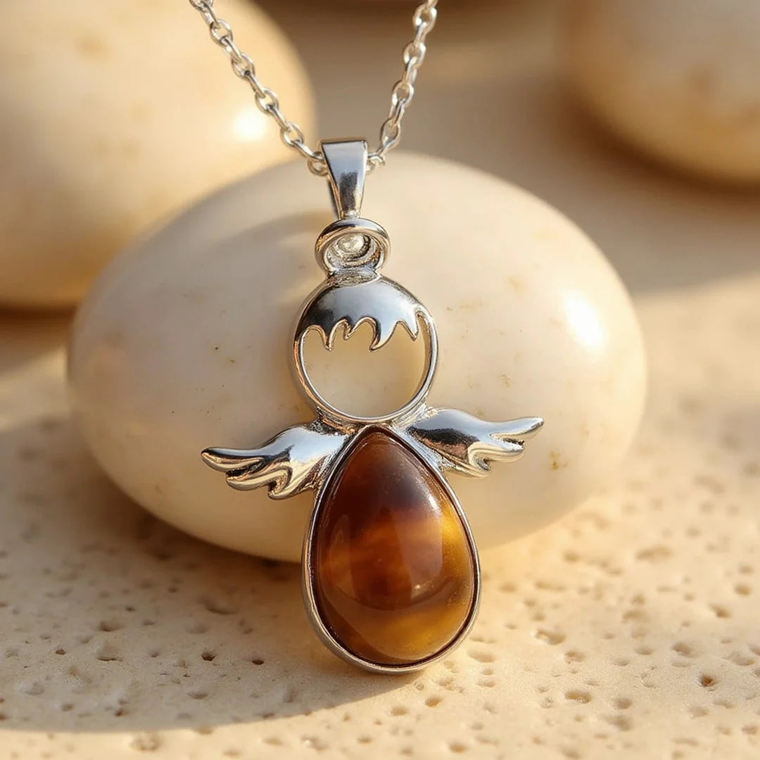 Collier Pendentif "Ange de Douceur" en Pierres Naturelles