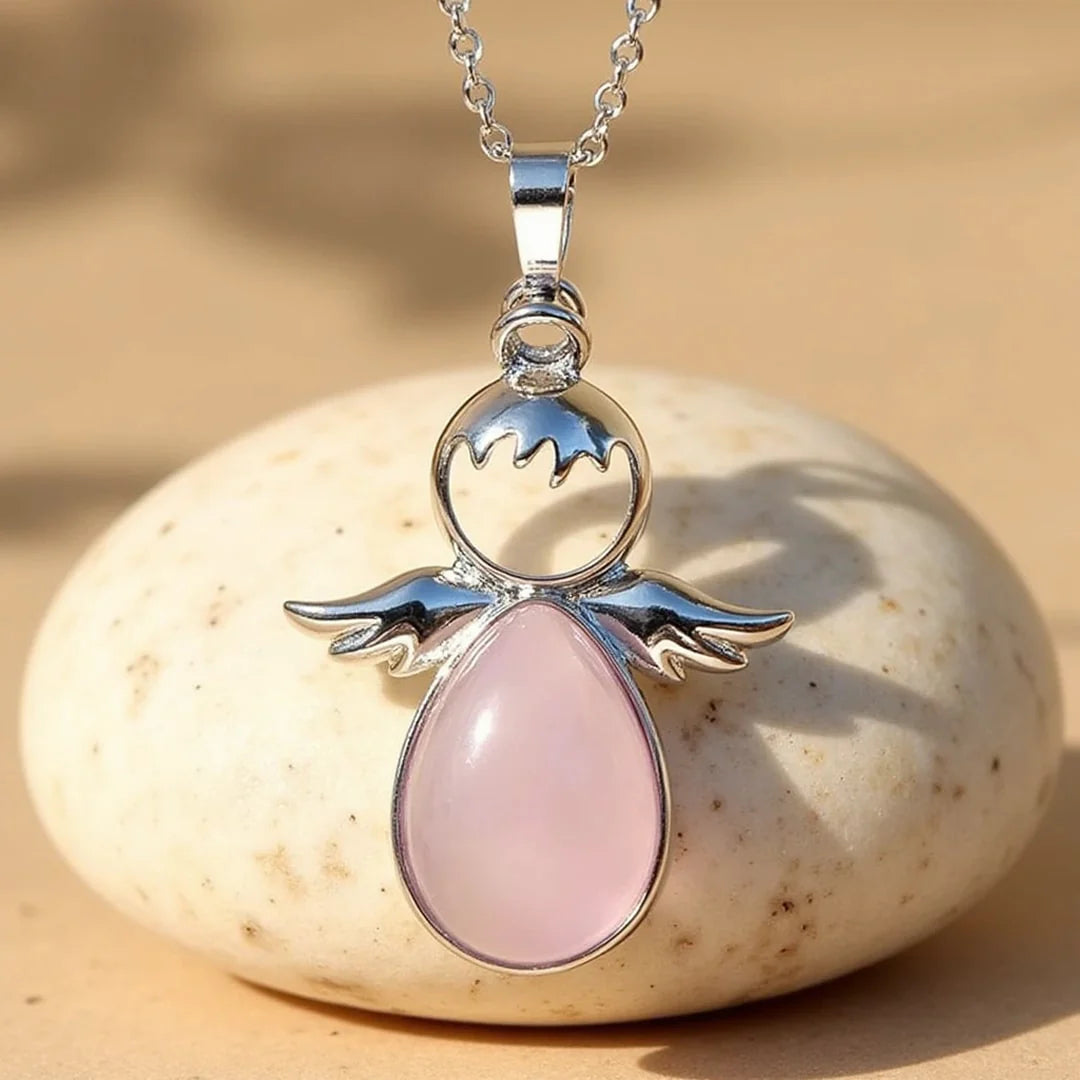 Collier Pendentif "Ange de Douceur" en Pierres Naturelles