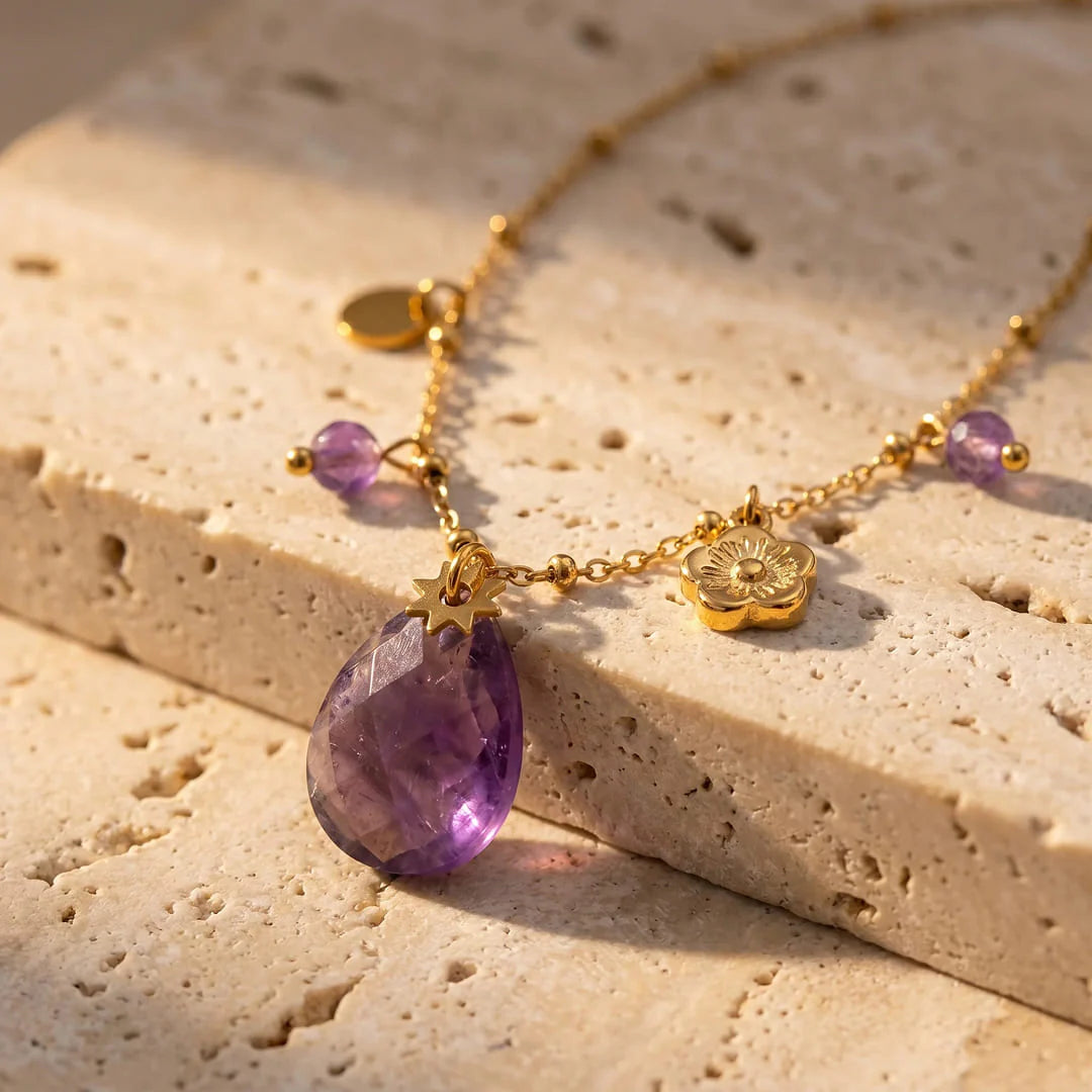 Collier et son Pendentif en Améthyste - Ovaline de Sérénité