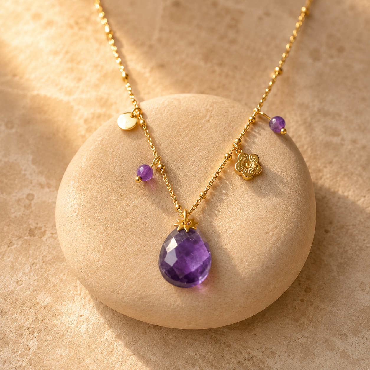 Collier et son Pendentif en Améthyste - Ovaline de Sérénité
