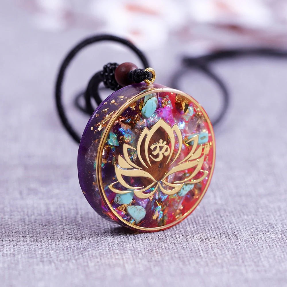 Pendentif Orgonite en Turquoise & Oeil de Tigre - Lotus-Om