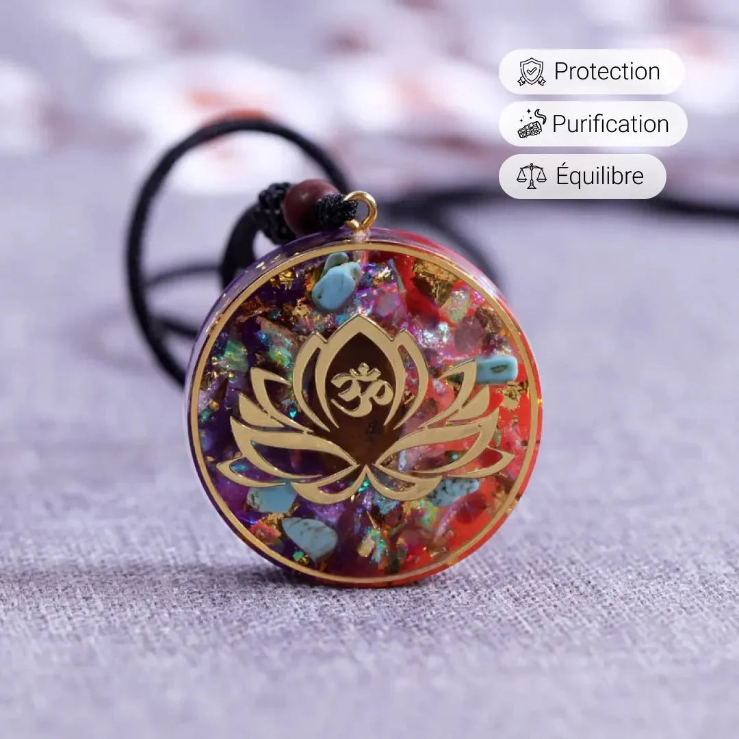 Pendentif Orgonite en Turquoise & Oeil de Tigre - Lotus-Om