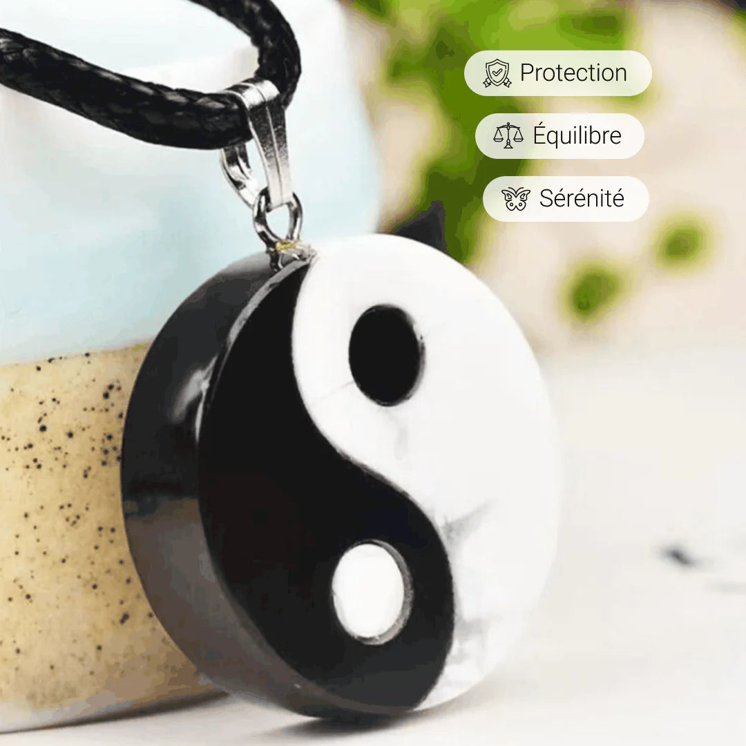 Collier "Yin-Yang" en Obsidienne & Howlite
