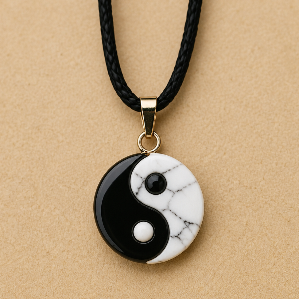 Collier en Obsidienne & Howlite - Yin Yang