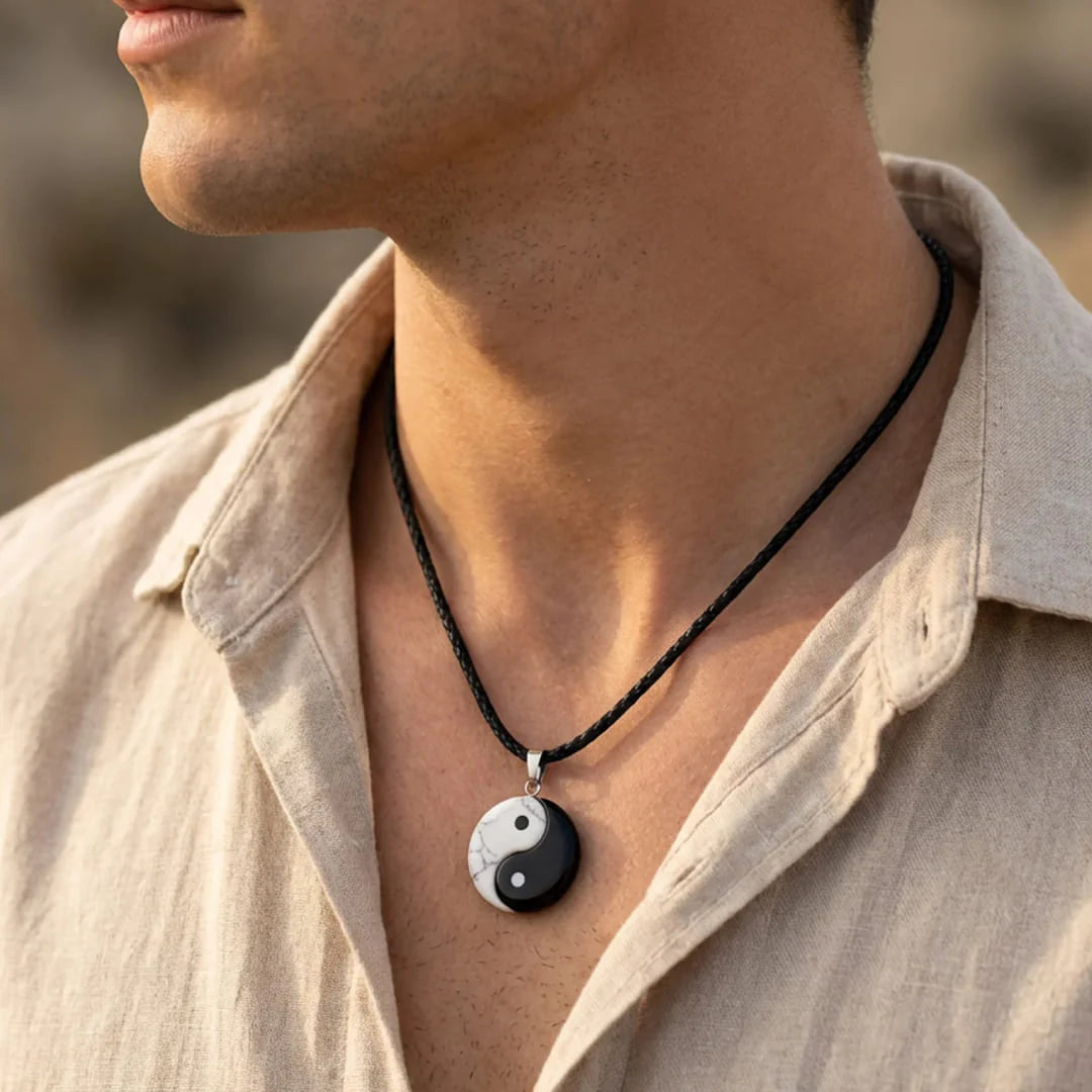 Collier en Obsidienne & Howlite - Yin Yang