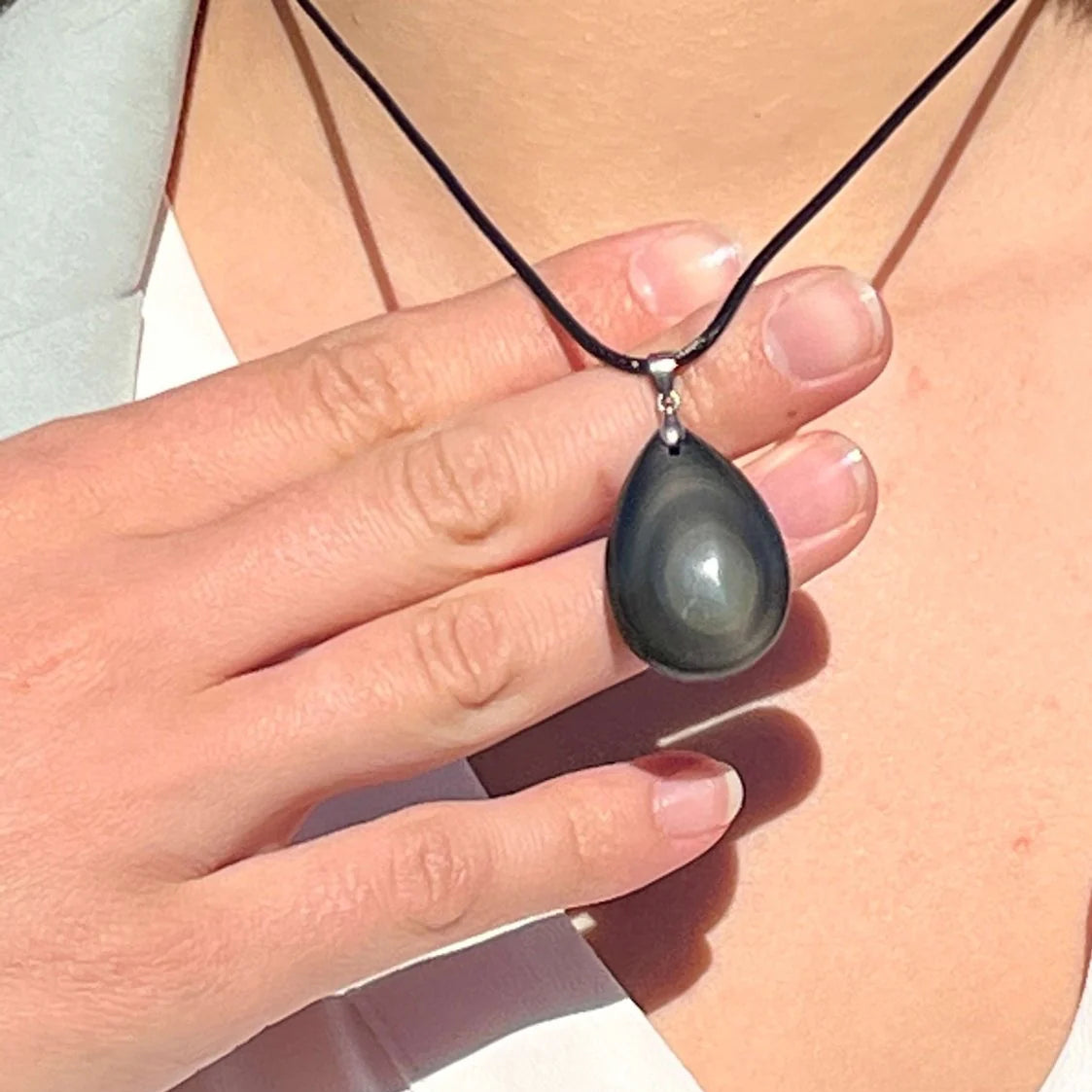Collier Pendentif "Oracle Macassar" en Obsidienne Oeil Céleste
