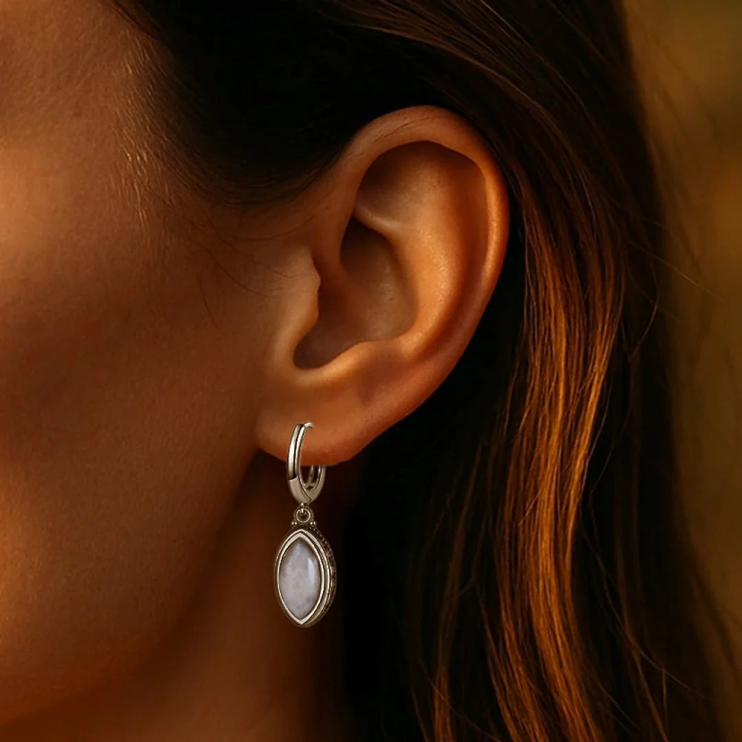 Boucles d'Oreilles en Pierre de Lune - Calme & Volupté