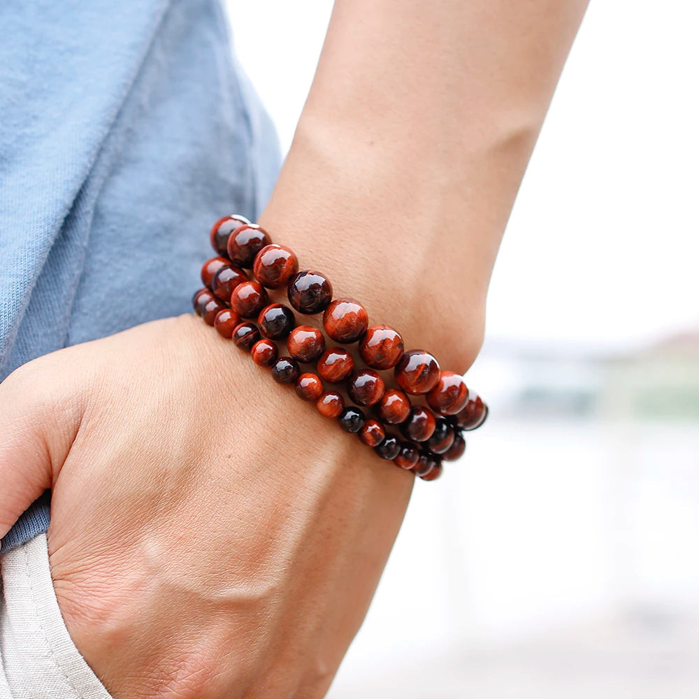Bracelet en Œil de Taureau Rouge - Bouclier des Anciens