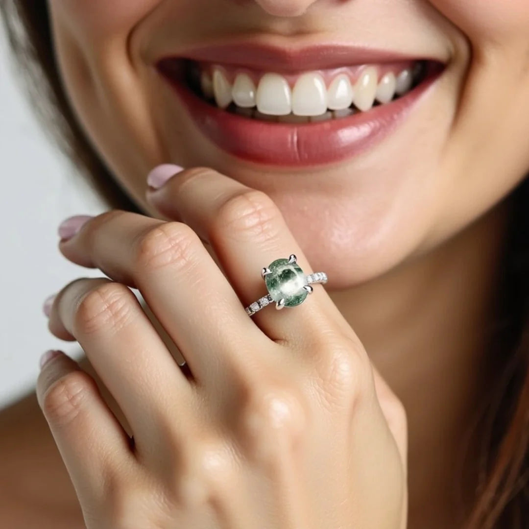 Bague en Agate Mousse & Argent - Orëa
