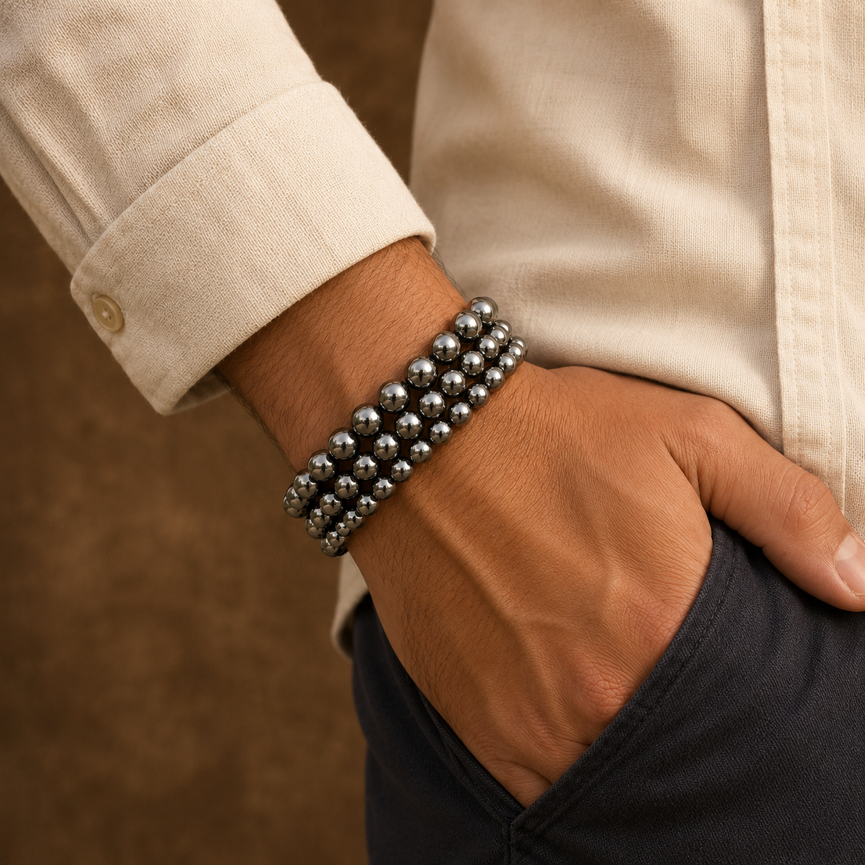 Bracelet en Hématite - Pulse Énergétique