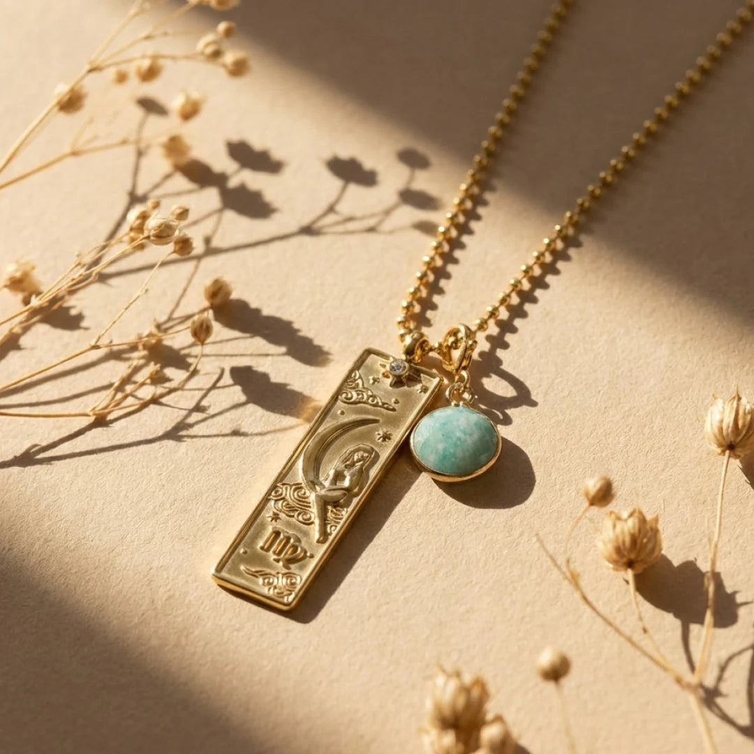 Collier Pendentif - Signe Astrologique & sa Pierre Naturelle