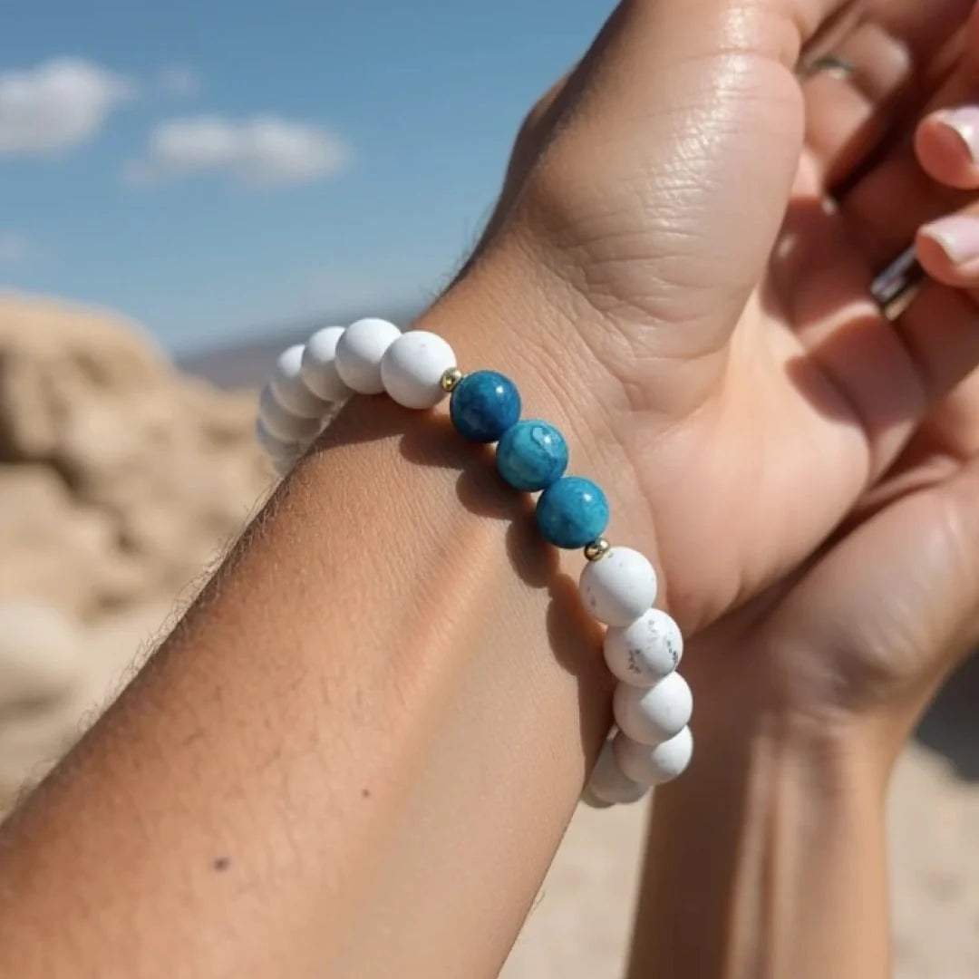 Bracelet "Silhouette Zen" en Howlite & Apatite