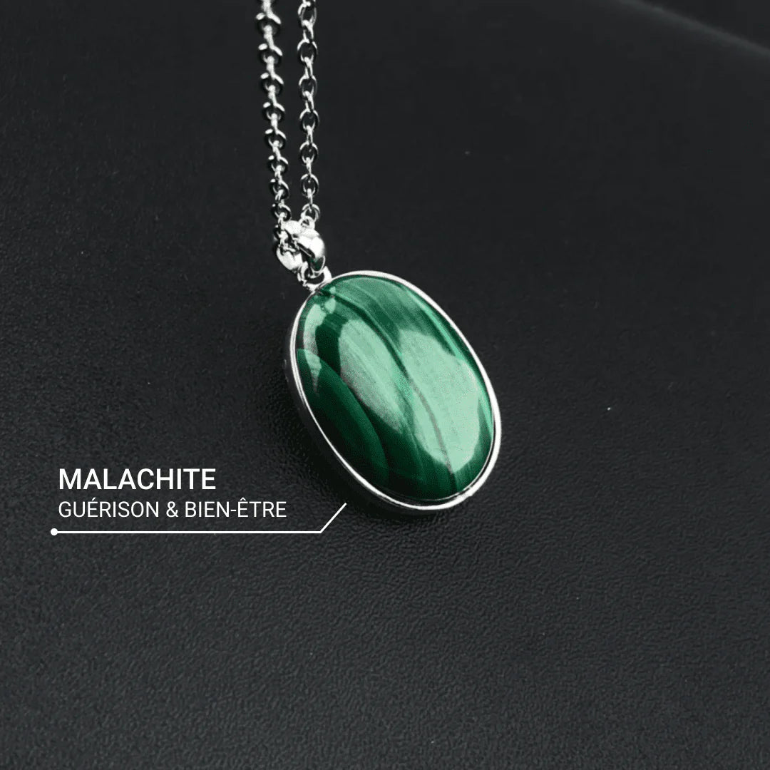 Pendentif "Vitalité Luxuriante" en Malachite & Argent