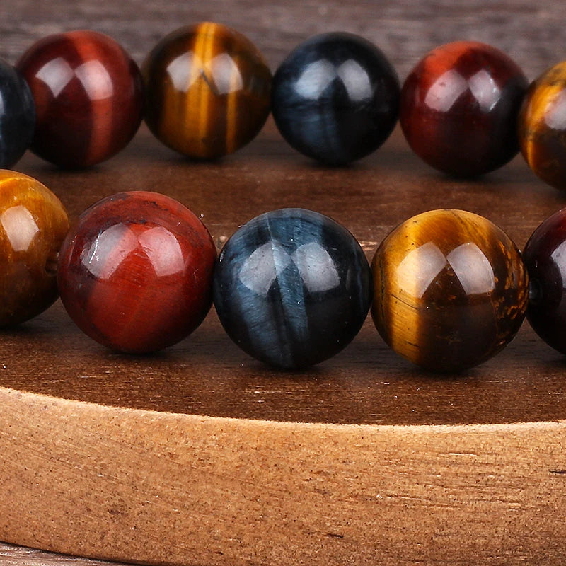 Bracelet "Sentinelle" en Oeil de Tigre, Taureau & Faucon