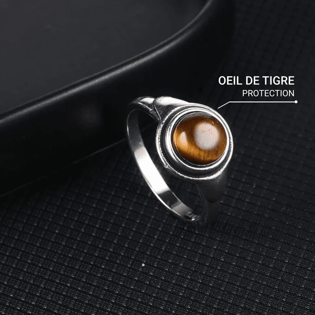 Bague "Instinct Sauvage" en Oeil de Tigre & Argent