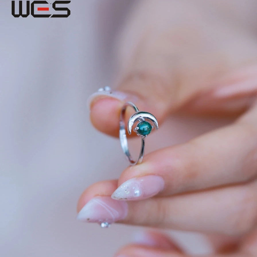 Bague "Eveil Lunaire" en Agate Mousse & Argent