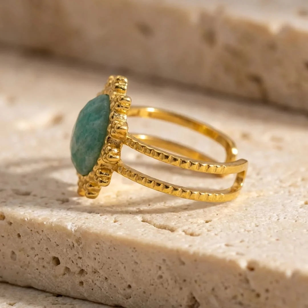 Bague Anti-Stress en Amazonite - Lumière Florale