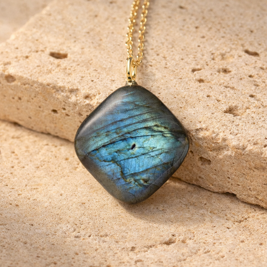 Collier et son Pendentif en Labradorite - Paix Profonde